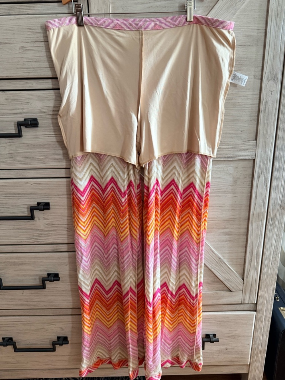 Trina Turk Penelope Pant-Pink Orange swim cover up Chevron sz 14 NWT - Picture 9 of 10